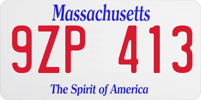 MA license plate 9ZP413