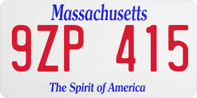 MA license plate 9ZP415