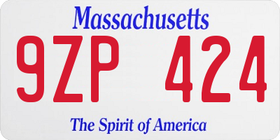 MA license plate 9ZP424
