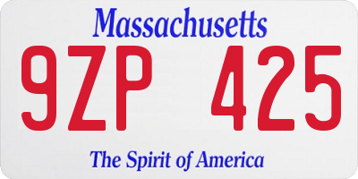 MA license plate 9ZP425