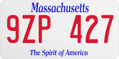 MA license plate 9ZP427