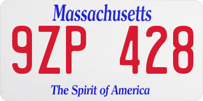 MA license plate 9ZP428