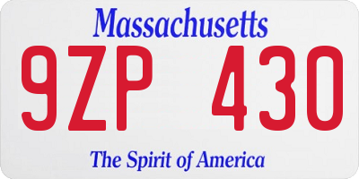 MA license plate 9ZP430