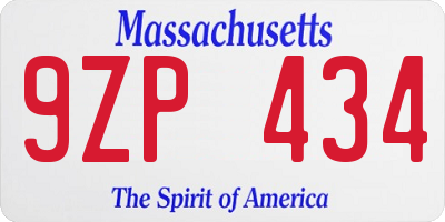 MA license plate 9ZP434