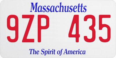 MA license plate 9ZP435