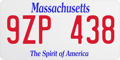 MA license plate 9ZP438