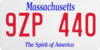 MA license plate 9ZP440