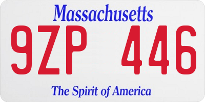 MA license plate 9ZP446