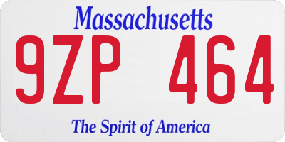 MA license plate 9ZP464