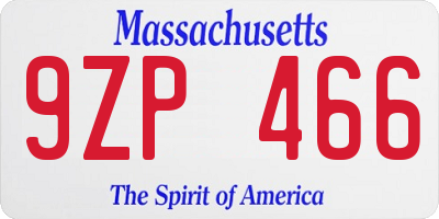 MA license plate 9ZP466