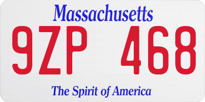 MA license plate 9ZP468