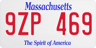 MA license plate 9ZP469