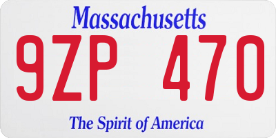 MA license plate 9ZP470