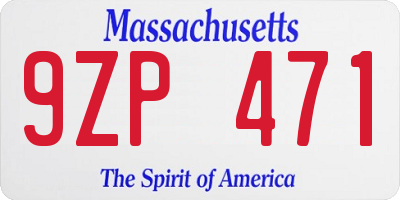 MA license plate 9ZP471