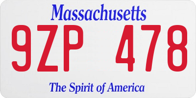 MA license plate 9ZP478