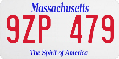 MA license plate 9ZP479