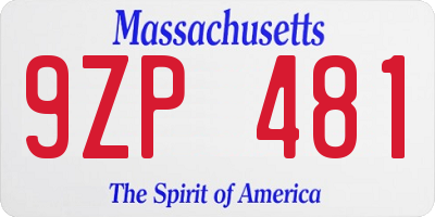 MA license plate 9ZP481