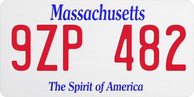 MA license plate 9ZP482