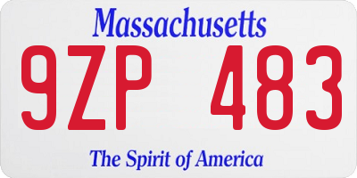 MA license plate 9ZP483