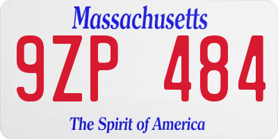 MA license plate 9ZP484