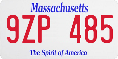 MA license plate 9ZP485