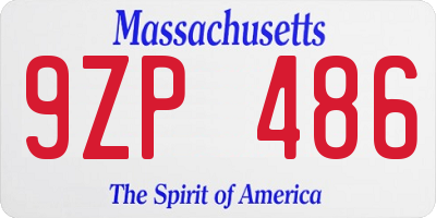 MA license plate 9ZP486