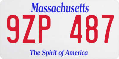 MA license plate 9ZP487