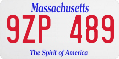 MA license plate 9ZP489