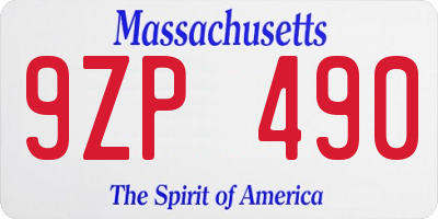 MA license plate 9ZP490