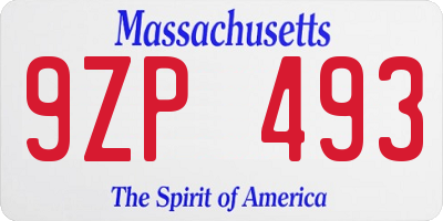 MA license plate 9ZP493
