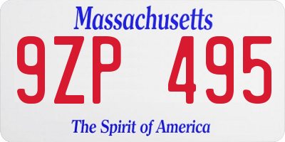 MA license plate 9ZP495