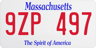 MA license plate 9ZP497