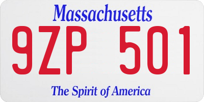 MA license plate 9ZP501