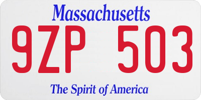 MA license plate 9ZP503