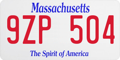 MA license plate 9ZP504