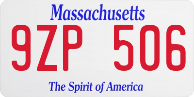 MA license plate 9ZP506