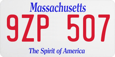MA license plate 9ZP507