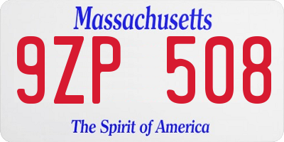 MA license plate 9ZP508