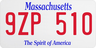 MA license plate 9ZP510