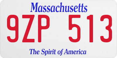 MA license plate 9ZP513