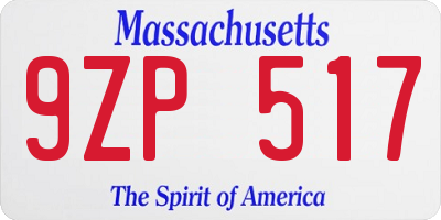 MA license plate 9ZP517