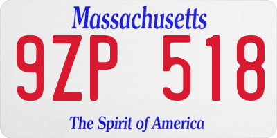 MA license plate 9ZP518