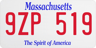 MA license plate 9ZP519