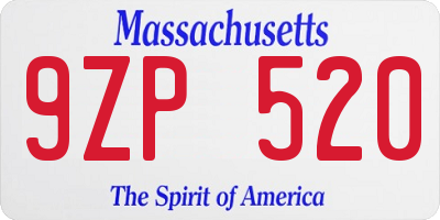 MA license plate 9ZP520