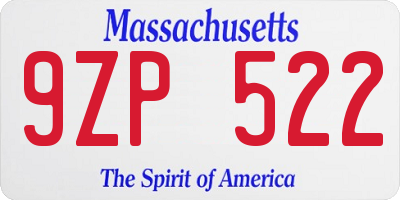 MA license plate 9ZP522