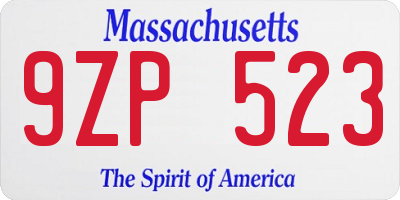 MA license plate 9ZP523