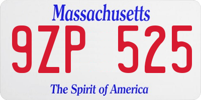 MA license plate 9ZP525