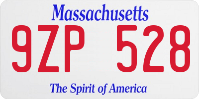 MA license plate 9ZP528