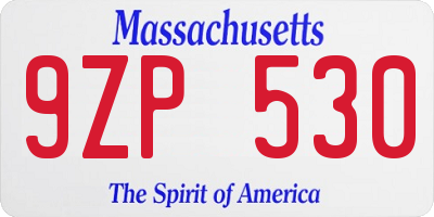 MA license plate 9ZP530