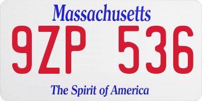 MA license plate 9ZP536